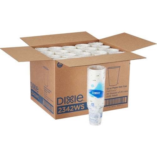 Dixie Foods  Hot Cups, Polylined, 12oz, 500/CT, Pathways/White-DXE2342WSCT