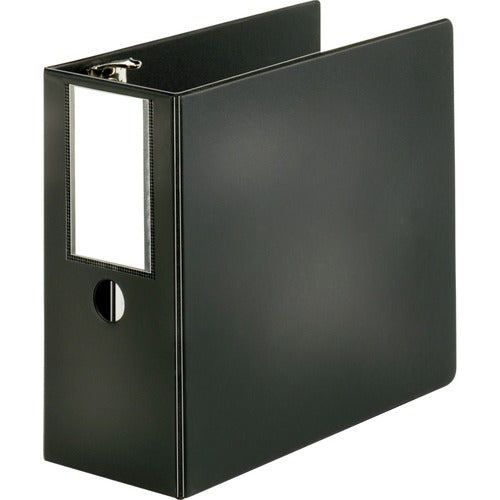 Business Source  D-Ring Binder w/Label Holder, Hvy-Dty, 5", Black
