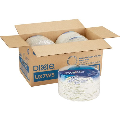 Dixie Foods  Plates,Heavyweight,6-7/8",125/PK,4PK/CT,Pathways/WE-DXEUX7WSCT