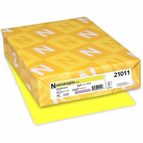 Wausau Papers  Paper, Heavyweight,24 lb,8-1/2"x11",500/RM,Lift Off Lemon