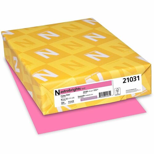 Wausau Papers  Paper,Heavyweight,24 lb,8-1/2"x11",500/RM,Pulsar Pink