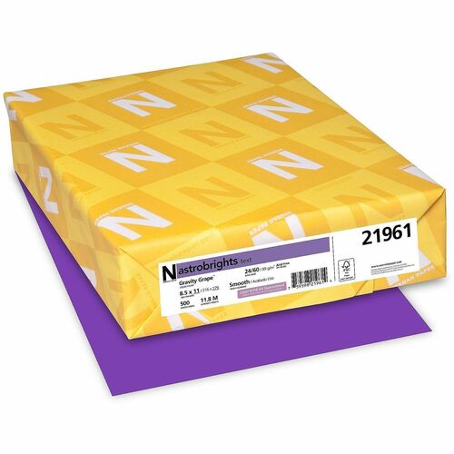 Wausau Papers  Copy Paper,24 lb,8-1/2"x11",500 Sheets,Gravity Grape