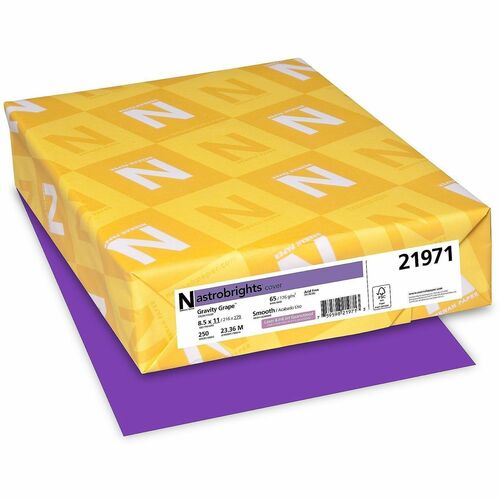Wausau Papers  Cardstock, 65 lb, 8-1/2"x11", 250/PK, Gravity Graper