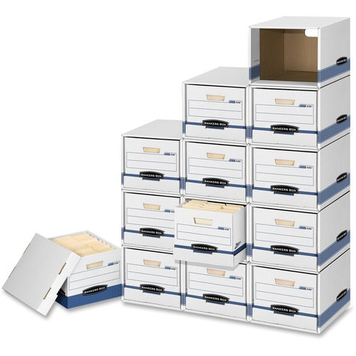 Fellowes  File/Cube Box Shell, Ltr/Lgl,12"x15"x10", 6/CT, White/Blue-FEL01626