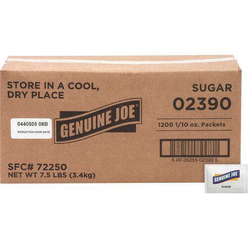 Genuine Joe  Sugar Packets, 2.8g, 1200/BX-GJO02390