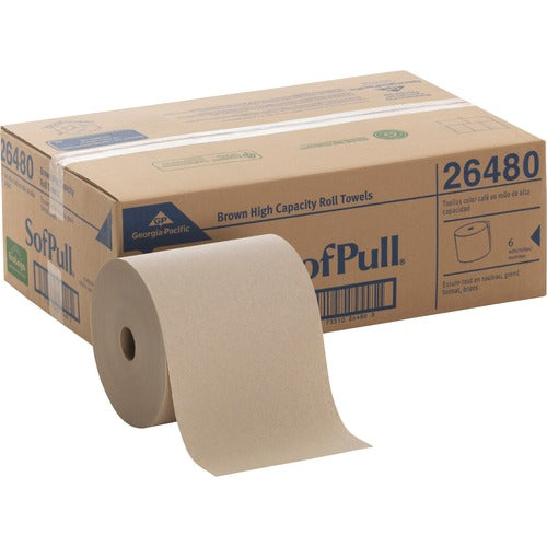Georgia-Pacific  Hardwound Roll Towel, 1-Ply, 8"x1000', 6/CT, Brown-GPC26480