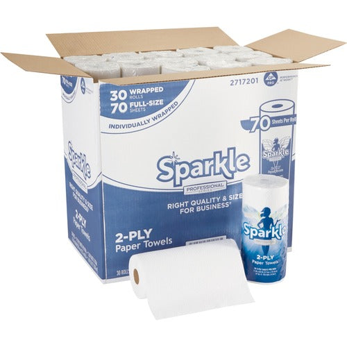 Georgia-Pacific  Sparkle Towel Roll, 2-Ply, 70Shts/RL, 30 RL/CT, White-GPC2717201CT