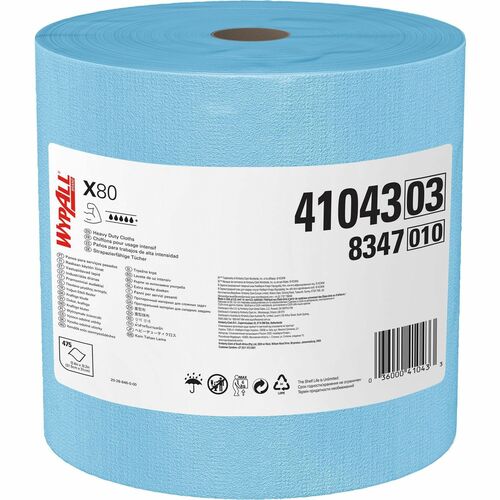 Kimberly-Clark Professional  Wipers, X80, Jumbo Roll, 12.5"x12.2", 475 Sht, Blue