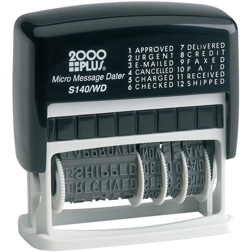 Consolidated Stamp Mfg.,Co.  Micro Message Dater, 12-Message, 6-Yr, 5/32"x1-11/16", BK/SR