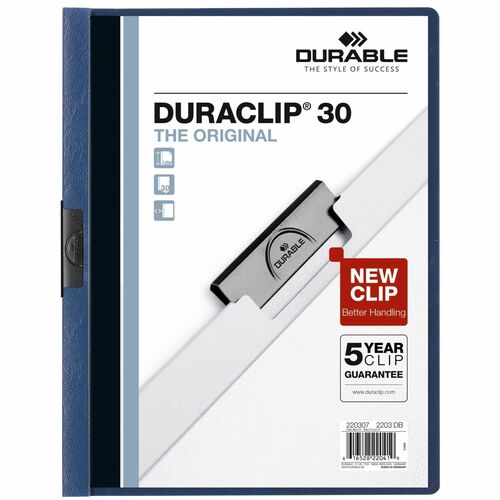 Durable Office Products  Report Cover w/Clip, 30 Sheet Capacity, 11"x8-1/2",DK Blue