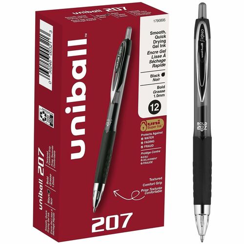 uni-ball Corporation  Gel Pens, Retractable, Bold Pt, Clear Barrel/BK Ink