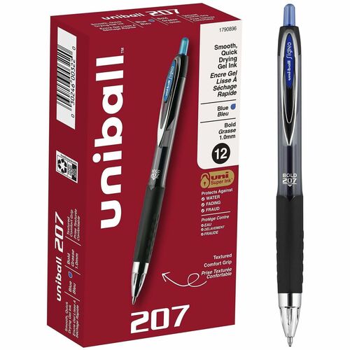uni-ball Corporation  Gel Pens, Retractable, Bold Pt, Clear Barrel/BE Ink