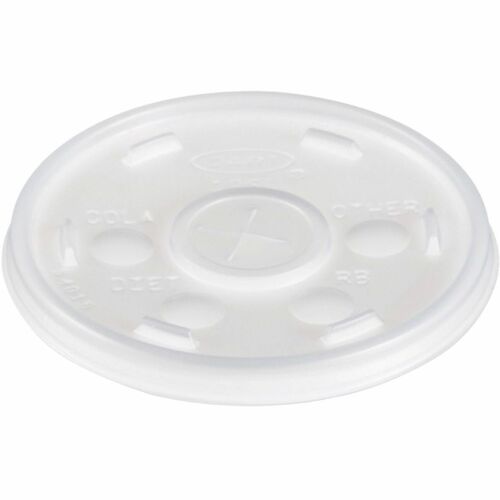 Dart Container Corp  Lids,Straw-Slotted,ID Buttons,10oz,Polystyrene,100/PK,TLT