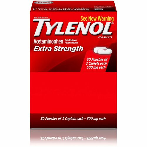 Johnson & Johnson  Tylenol Extra Strength Caplets, 2/PK, 50 PK/BX