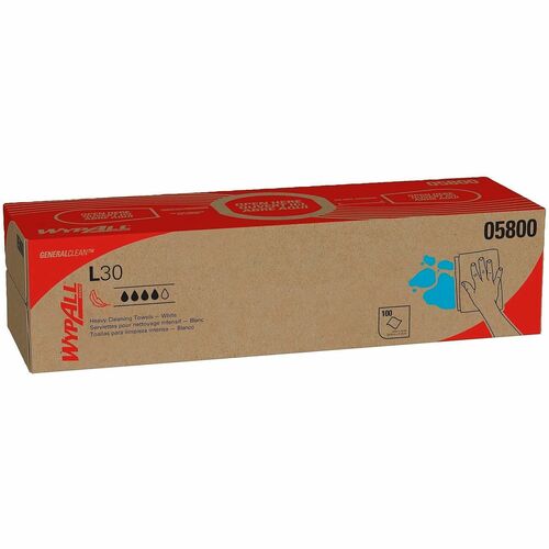 Kimberly-Clark Professional  Wipes, 100/BX, 16.9"x9.8", 8 BX/CT, White