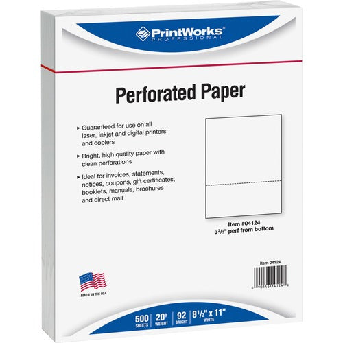 Docugard  Office Paper,Perforated 3-2/3",8-1/2"x11",20 lb, 500/RM,WE