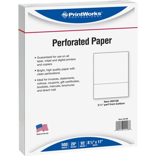Docugard  Office Paper,Perforated 3-1/2",8-1/2"x11",20 lb, 500/RM,WE