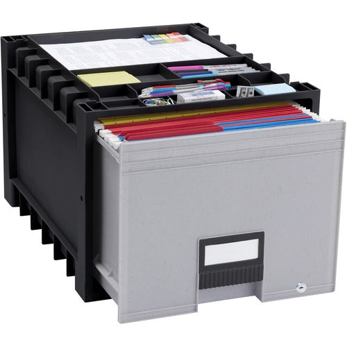 Storex Industries Corporation  Archive Storage Drawers, Ltr, 24" D, Black/Gray
