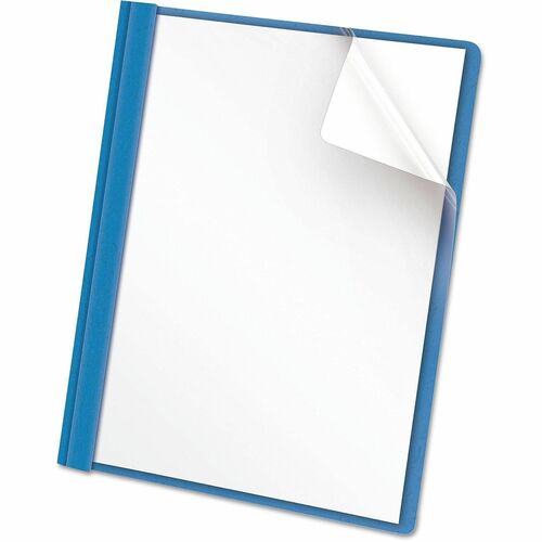 Universal  Clear Front Report Cover, Prong Fastener, 0.5" Capacity, 8.5 x 11, Clear/Light Blue, 25/Box