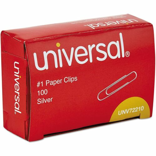 Universal  Paper Clips, #1, Smooth Silver, 100/Box