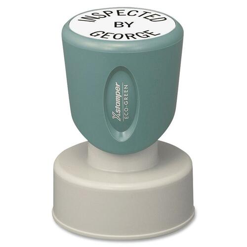 Shachihata Inc  Custom Pre-Inked Stamp, Lg, 1-3/16", Green/Gray