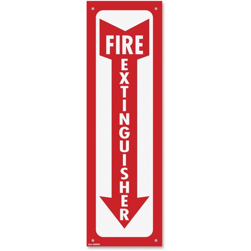 Consolidated Stamp Mfg.,Co.  Fire Extinguisher Sign, 4"x13", Glow-In-The-Dark, RD/WE
