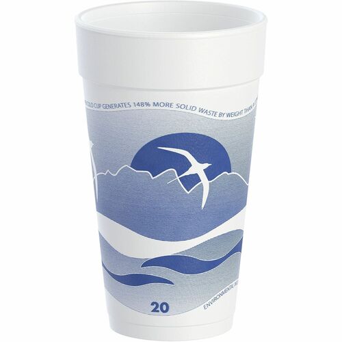 Dart Container Corp  Cups, Hot/Cold, Foam, 20 oz, 500/CT, Blueberry/White
