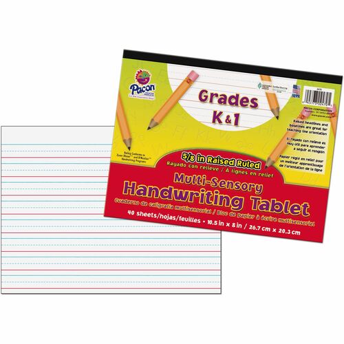 Pacon  Sensory Writing Tablet, 8"x10-1/2", 40Shts/PK, White