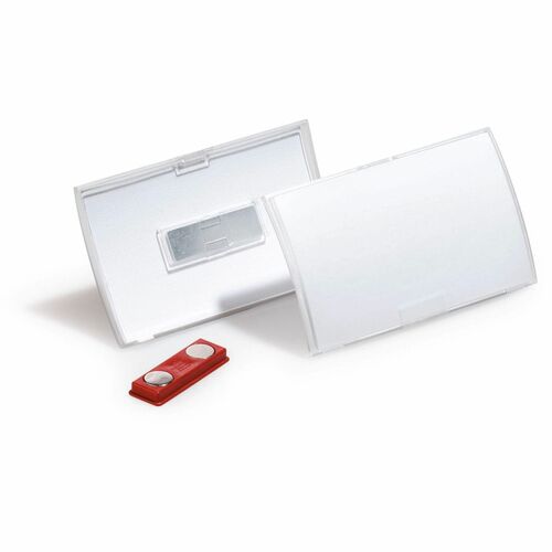 Durable Office Products  Name Badge Holder, Dbl Magnets, 3-3/4"x2-1/4, 10/PK, Clear