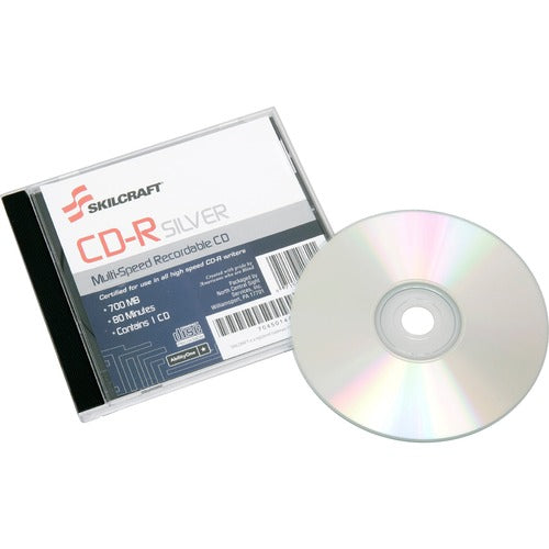 SKILCRAFT  Recordable CD, 700MB, w/Jewel Case, 52X, 80min, Silver