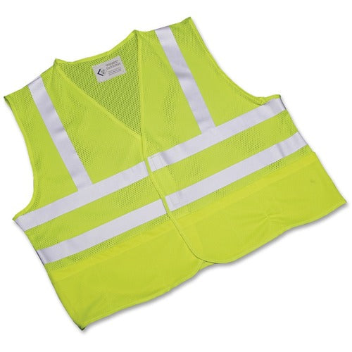 SKILCRAFT  Safety Vest, Reflective, Front Closure, Large, Lime/Silver