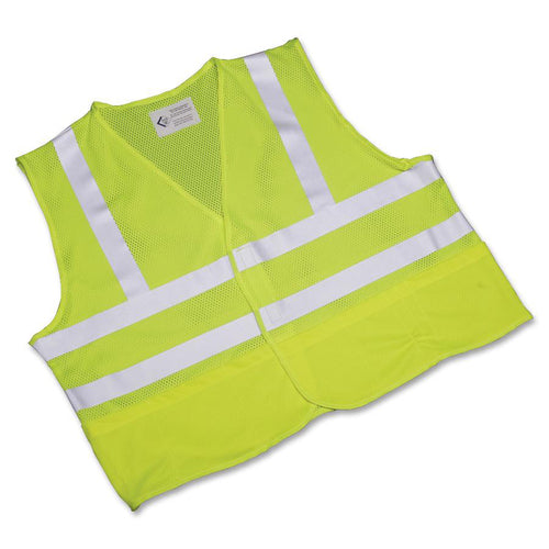 SKILCRAFT  Safety Vest, Reflective, Front Closure, X-Large, Lime/Silver