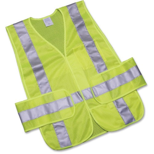SKILCRAFT  Safety Vest, Front Close, One Size, Lime/Silver Trim