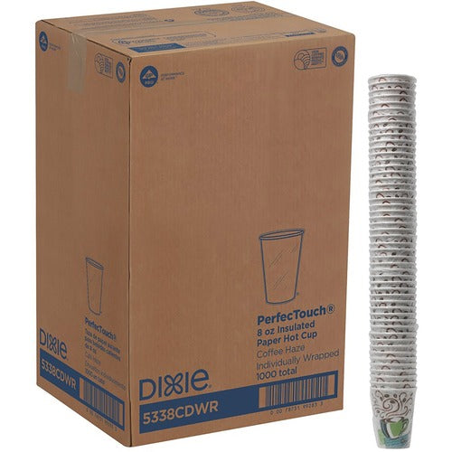 Dixie Foods  Hot Cups, Insulated Paper, Wrapped, 8oz, 1000/CT, Multi-DXE5338CDWR