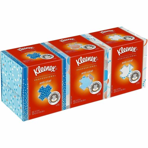 Kimberly-Clark Professional  Facial Tissues, Anti-Viral, 55/BX, 3BX/PK, White