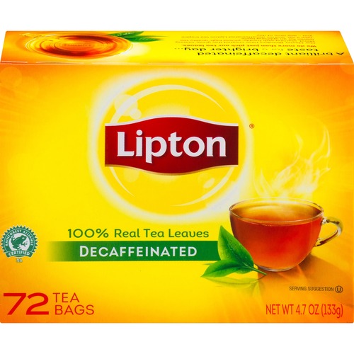 Lipton/Unilever  Tea Bags, Decaffeinated, Natural, Individual, 72/BX