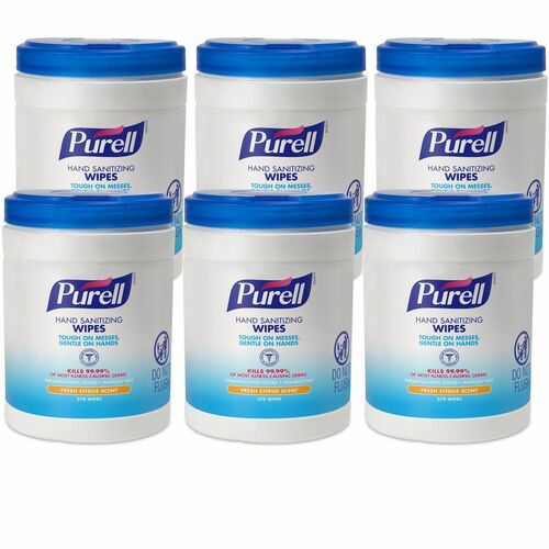 Gojo  Sanitizing Wipes, 270 Wipes/Canister, 6/CT, White-GOJ911306CT