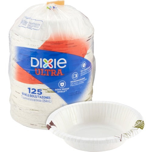 Dixie Foods  Bowls, Heavy Weight, 12oz., 125/PK, Pathways/White-DXESXB12WS