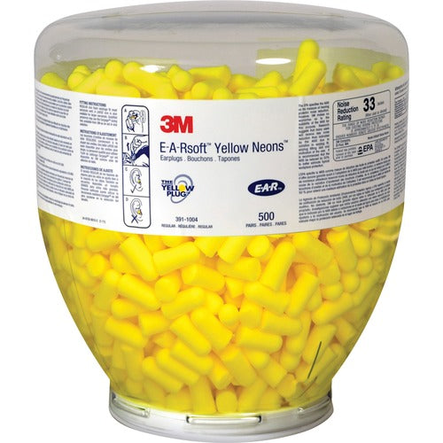 3M  Classic Earplugs, Uncorded, NRR: 33, 500PR/Bottle, Yellow