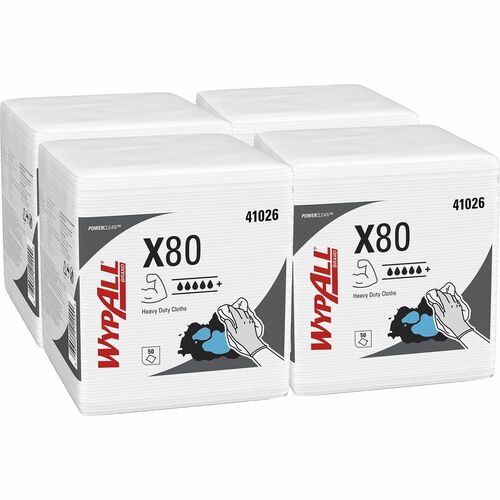 Kimberly-Clark Professional  Wypall X80 Wipers, Qtr Fold, 50Shts, 4PK/CT, WE