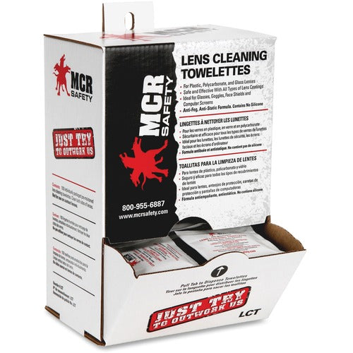 MCR Safety  Towelettes,f/Lens Cleaning,w/Dispenser Box,5"x8",100/BX