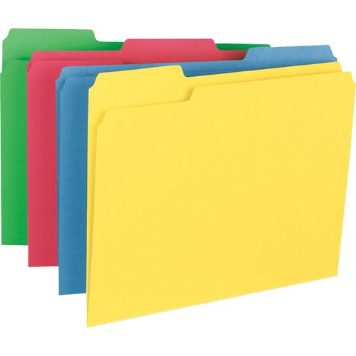 Business Source  File Folders, HvyWeight, Ltr, 1/3Cut, 14pt, 50/BX, Assorted