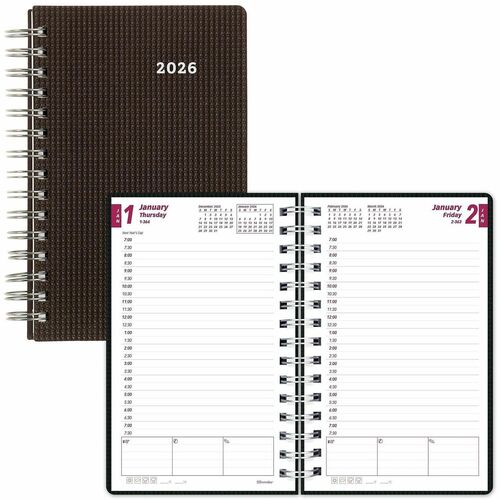 Rediform  Daily Planner, Nonrefillable, 1PPD, 12Mths, Jan-Dec, BK