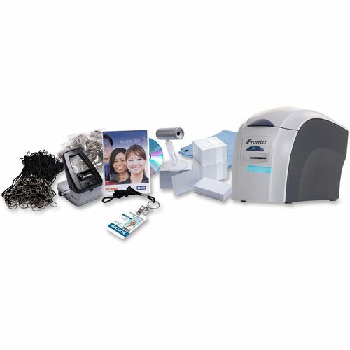 Sicurix  ID Card Printer Kit, 300 Prints, ID Cards/Clips/Lanyards, GY