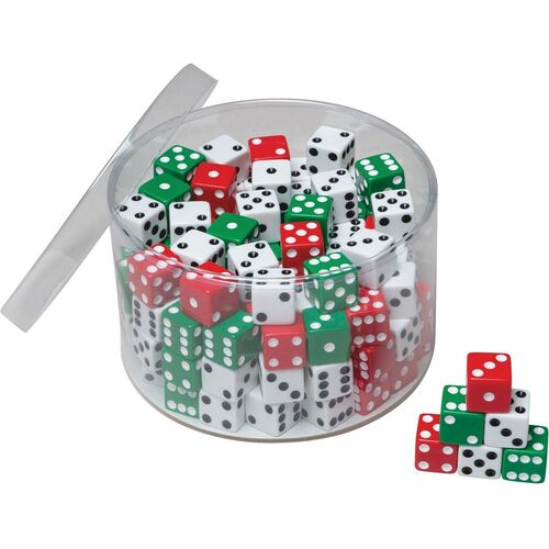 Pacon  Dice, w/Plastic Container, 5/8", 144/PK, Assorted