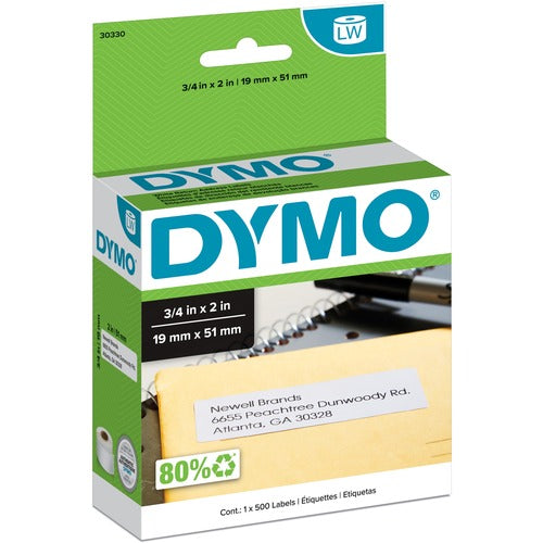 Dymo  Labels,Return Address,Self-adhesive,3/4"x2",500/RL,White-DYM30330