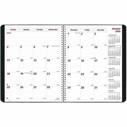 Rediform  Monthly Planner, 2PPM, 14Mth Dec-Jan, 8-7/8"x7-1/8", BK