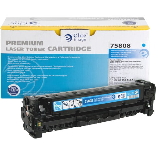 Elite Image  Toner Cartridge, f/HP CE411A, 2600 Page Yield, Cyan-ELI75808