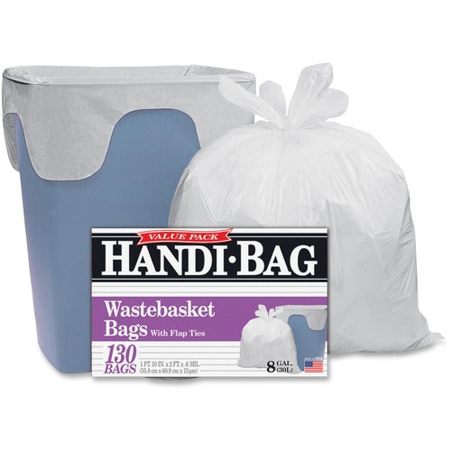 Webster  Trash Bags, 8 Gallon, .6 mil, 21-1/2"x24", 130/BX, White