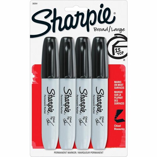 Newell Brands  Sharpie Marker, Chisel Tip, 4/PK, Black